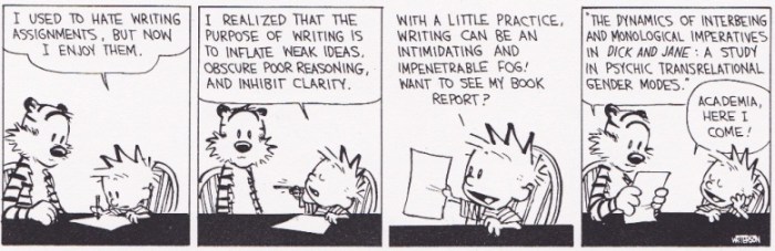 calvin & hobbes on writing